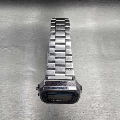 Casio A168 Digital Watch Men 36mm Black Dial Silver Tone Chrono Alarm New Batt4