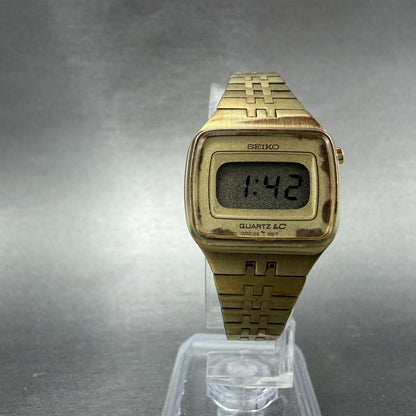 Seiko Digital Watch Women 23mm Gold Tone Month Date L012-4009 New Battery5