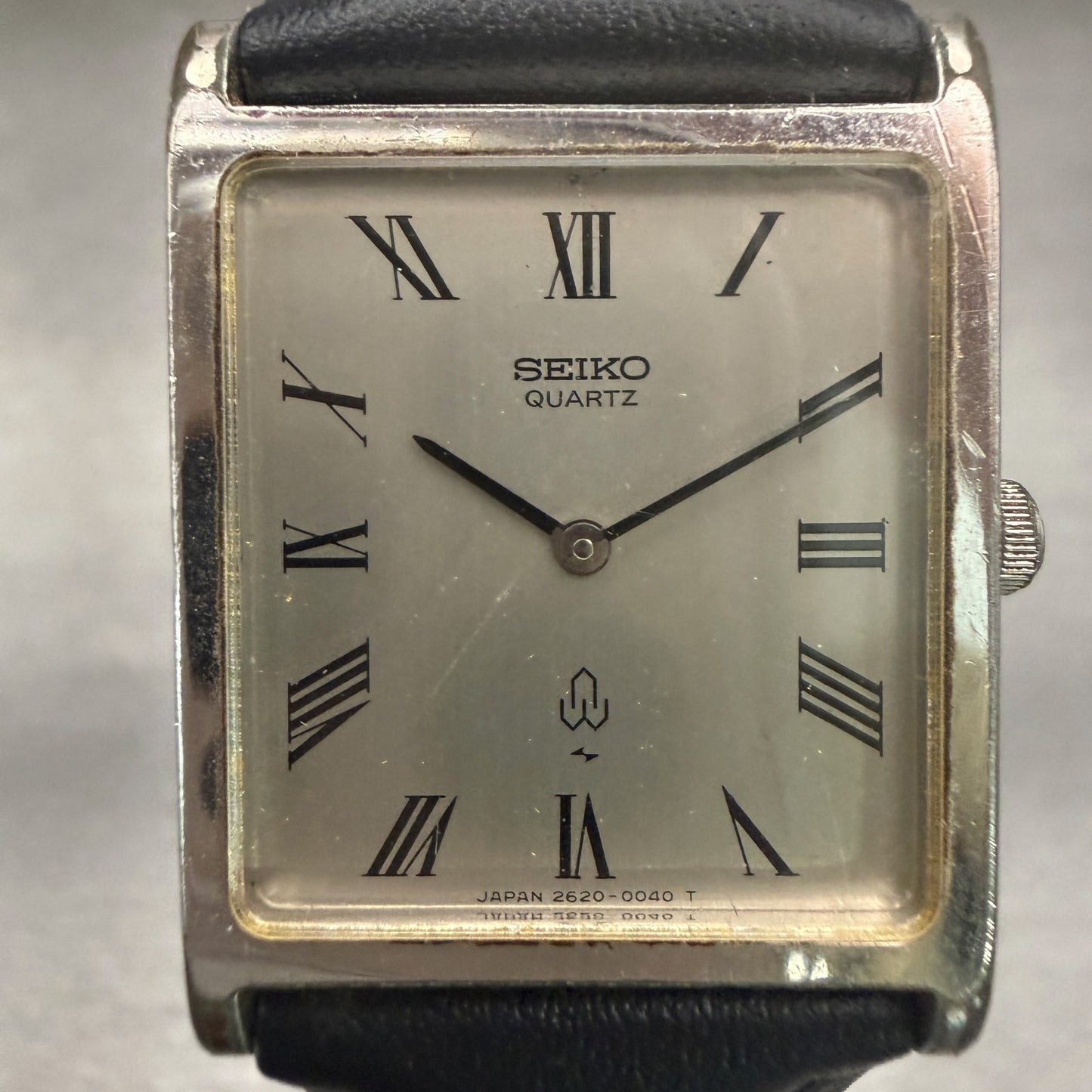 Seiko Tank Watch Men 24mm Silver Dial Silver Tone Rectangle 2620-5000 New Batt1