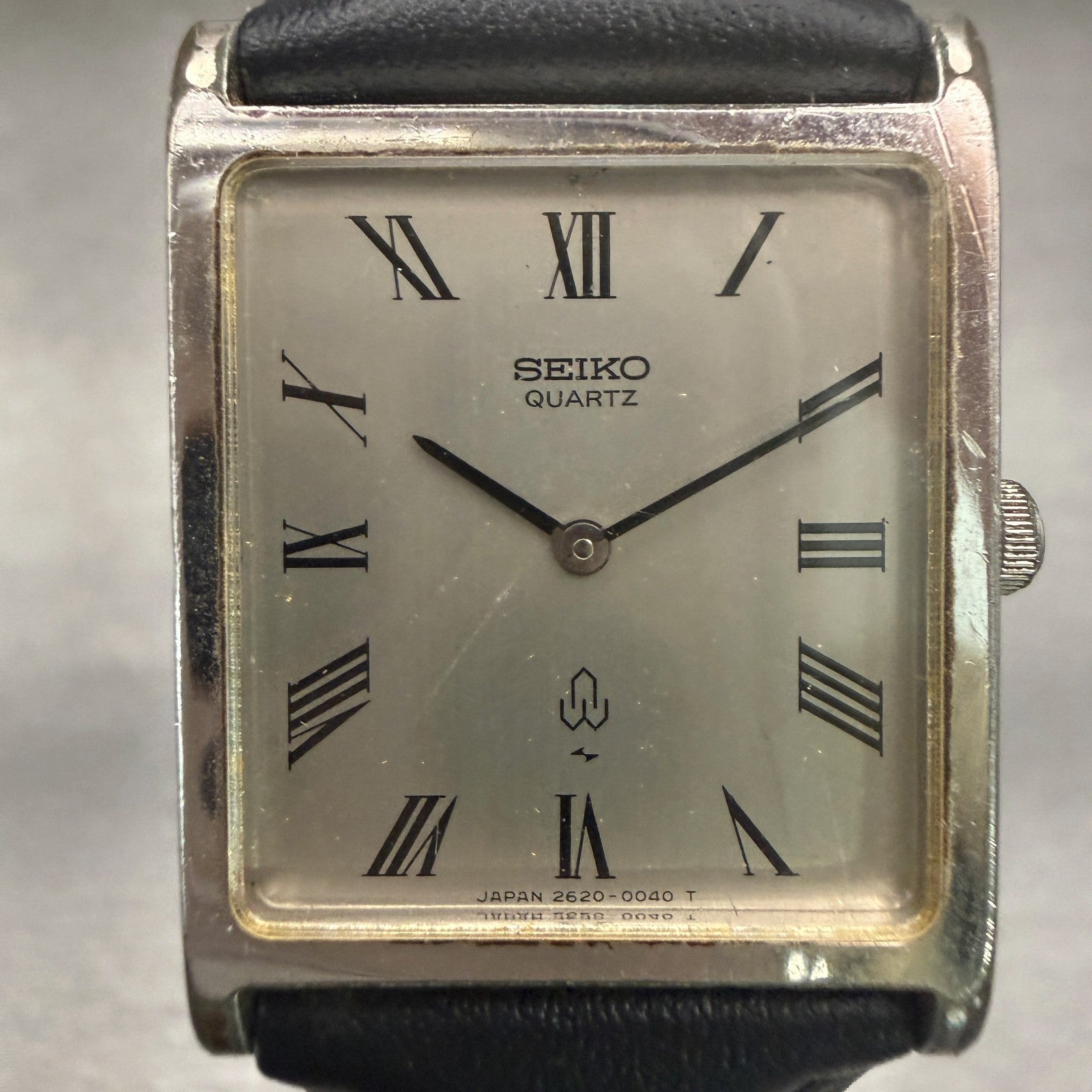 Seiko Tank Watch Men 24mm Silver Dial Silver Tone Rectangle 2620-5000 New Batt1