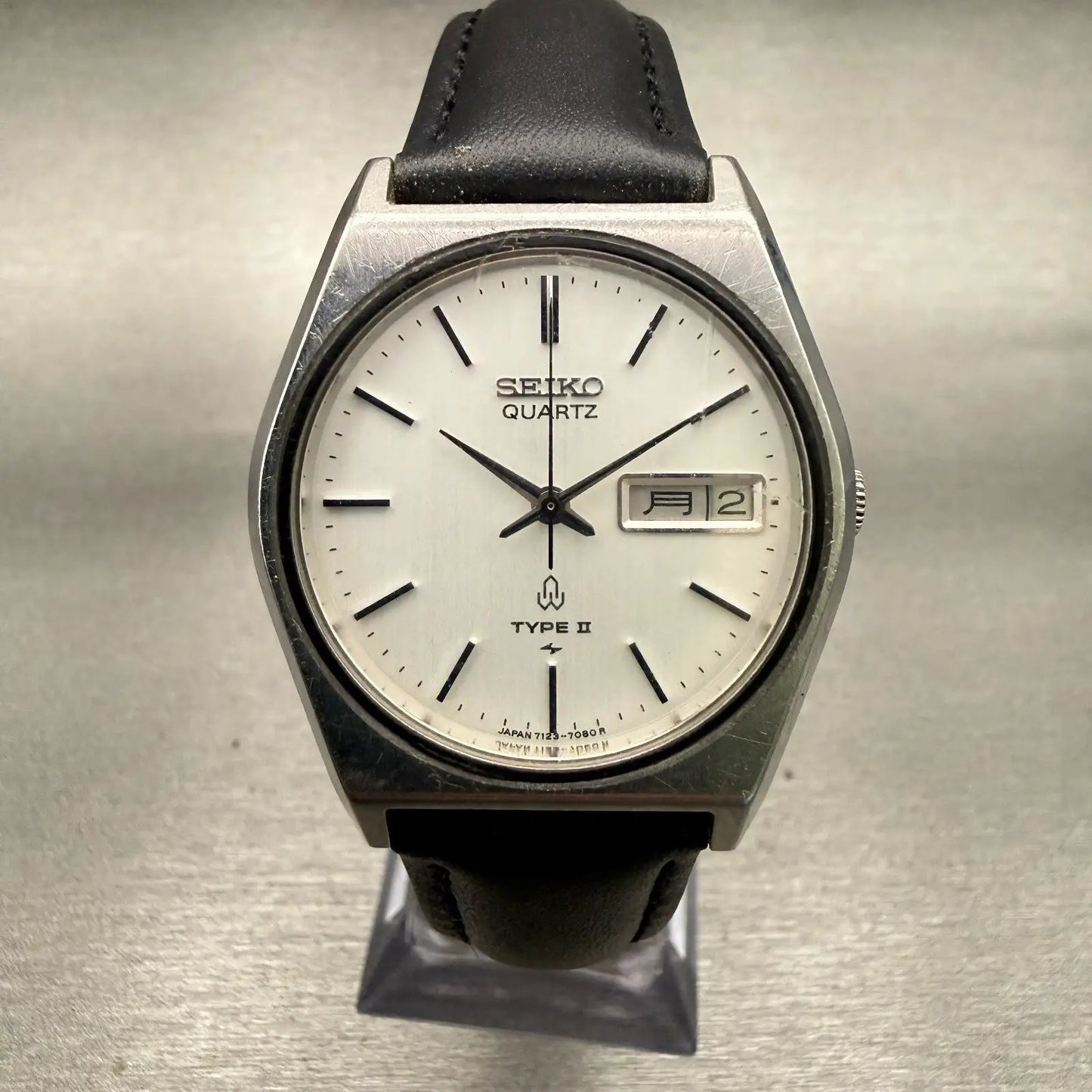 Seiko Watch Men 34mm Silver Dial Silver Tone Daydate Round 7123-7080 New Battery0