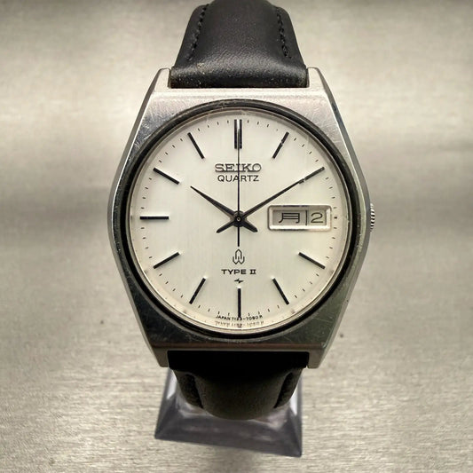 Seiko Watch Men 34mm Silver Dial Silver Tone Daydate Round 7123-7080 New Battery0
