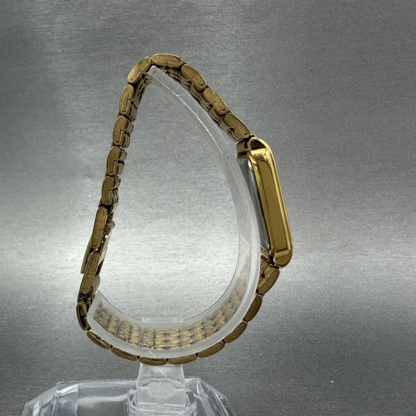 Seiko Tank Watch Women 18mm Black Dial Gold Tone Rectangle V4015650 New Battery8