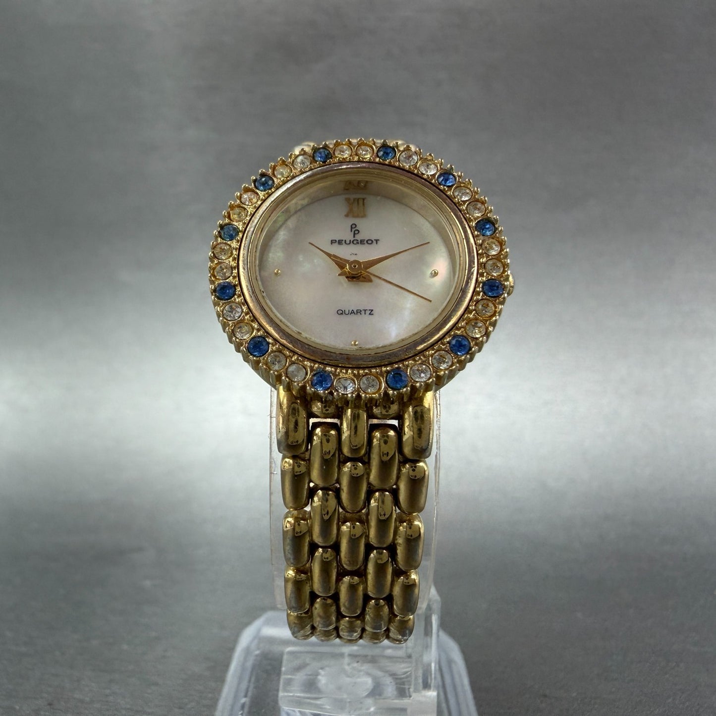 Peugeot Watch Women 24mm MOP Dial Gold Tone Interchangeable Bezel New Battery5