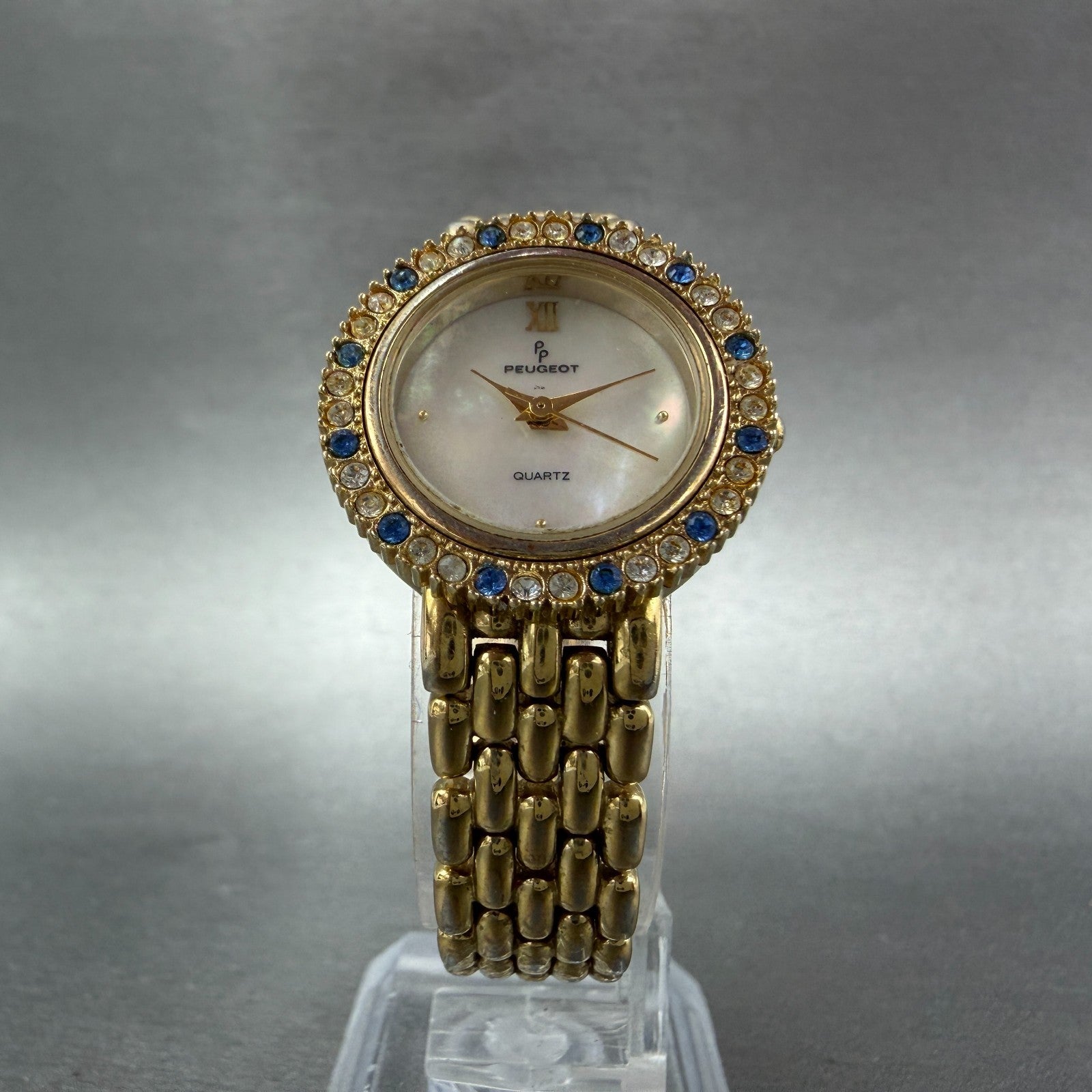 Peugeot Watch Women 24mm MOP Dial Gold Tone Interchangeable Bezel New Battery5