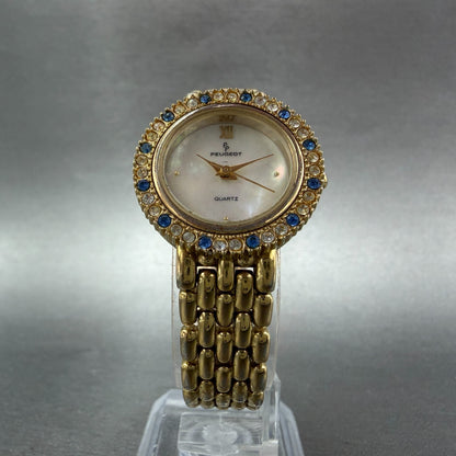 Peugeot Watch Women 24mm MOP Dial Gold Tone Interchangeable Bezel New Battery5