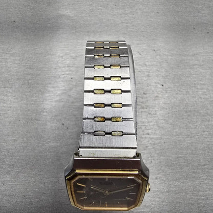 Seiko Watch Men 28mm Silver Dial Two Tone Date Rectangle 6539-5020 New Battery4