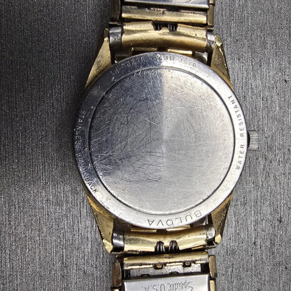 Bulova Watch Men 32mm Champagne Dial Gold Tone Daydate Round 7163 New Battery10