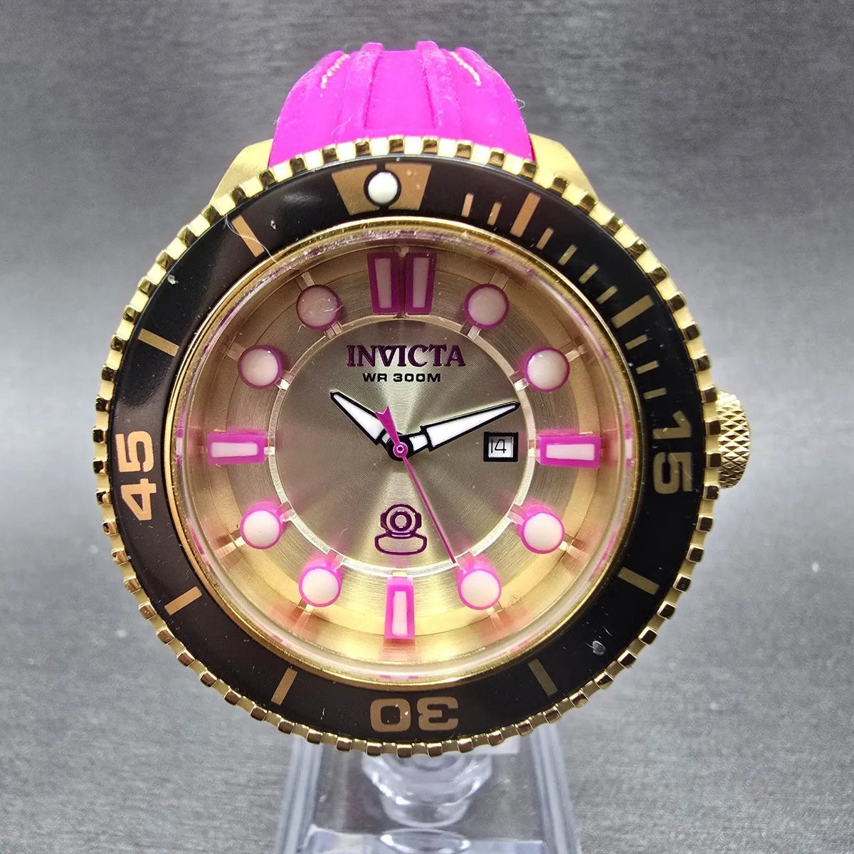 Invicta Grand Diver Watch Women 37mm Champagne Dial Gold Date 20710 New Battery0
