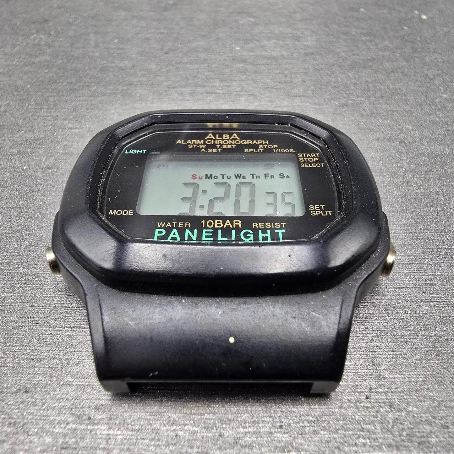 Seiko Alba Watch Men 40mm Black Digital Alarm Chronograph Y735-4A30 New Battery3