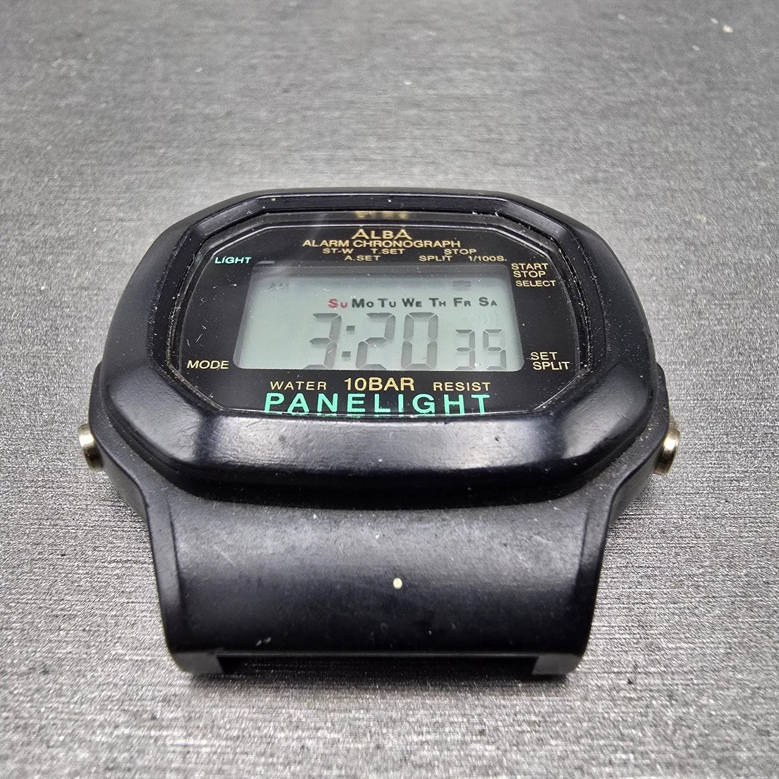 Seiko Alba Watch Men 40mm Black Digital Alarm Chronograph Y735-4A30 New Battery3
