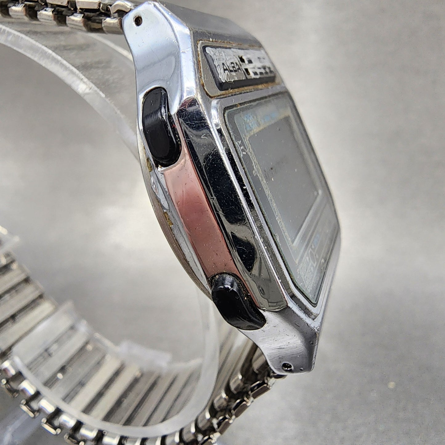 Seiko Alba Digital Watch Men 36mm Silver Tone Alarm Chronograph Y8235000 PARTS4