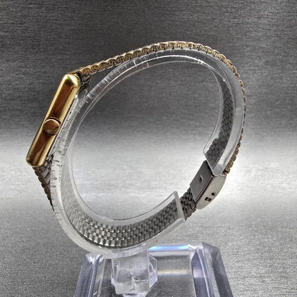 Seiko Tank Watch Women 18mm Gold Dial Gold Tone Rectangle 1400-5039 New Battery6