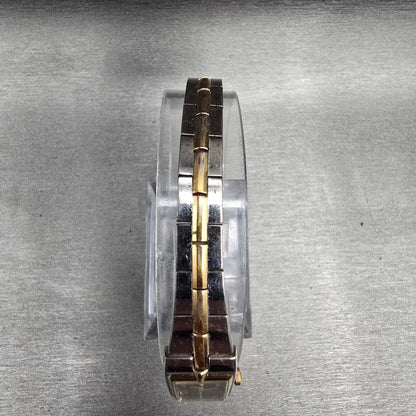 Seiko Tank Watch Women 13mm Black Dial Two Tone Rectangle 2E20-0AY0 New BatteryP4