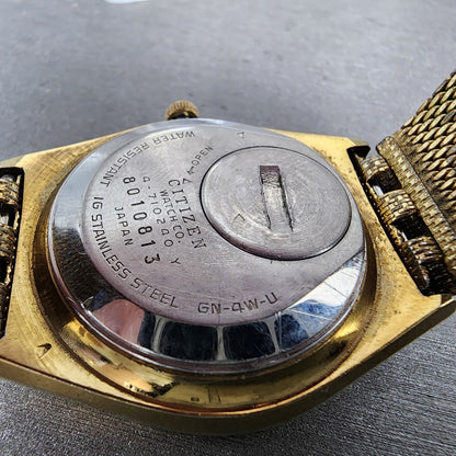 Citizen CQ Crystron Watch Men 34mm White Dial Gold Tone Daydate 4-710240 PARTS