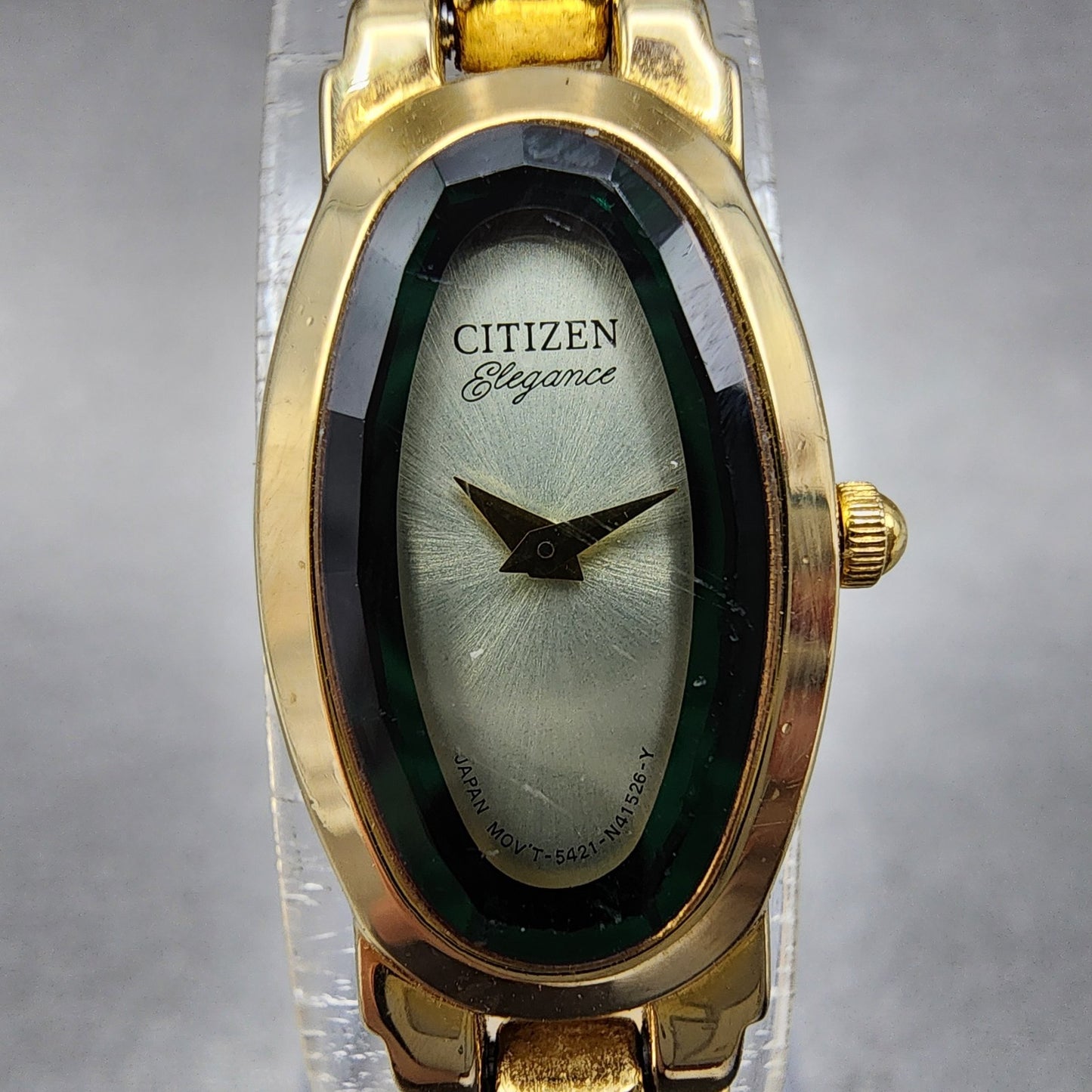 Citizen Elegance Watch Women 15mm Green Dial Gold Tone 5421-S49925 New Battery