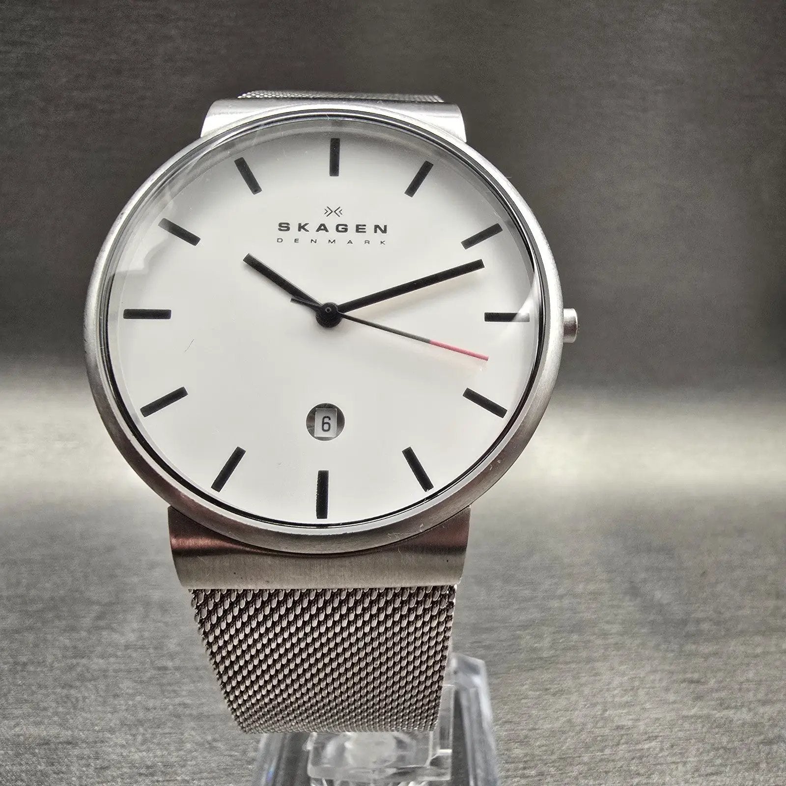 Skagen Ancher Watch Men 40mm White Dial Silver Tone Date Round SKW6052 New Batt5