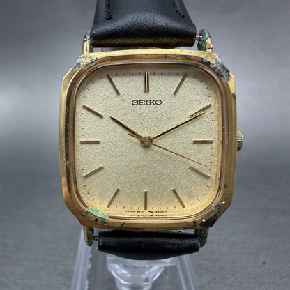 Seiko Watch Men 28mm Champange Dial Gold Tone Octagon  5P31-5270 New Battery0