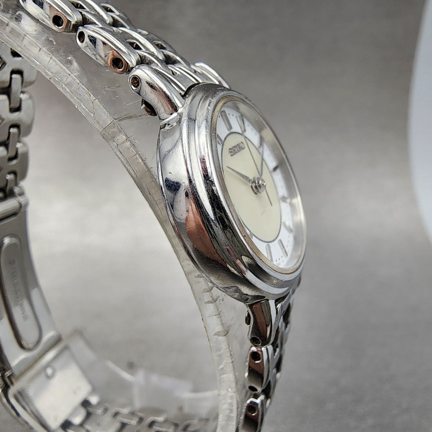 Seiko Watch Women 23mm MOP Dial Silver Tone Round 1f210m00 New Battery3