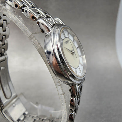 Seiko Watch Women 23mm MOP Dial Silver Tone Round 1f210m00 New Battery3