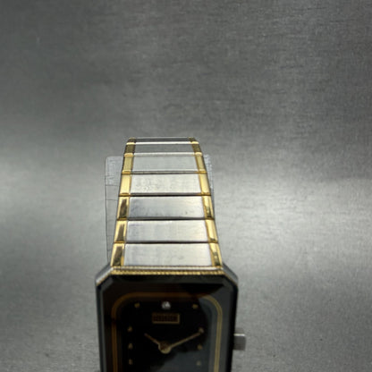 Rado Diastar Watch Women 18mm Black Dial Two Tone Rectangle 153.1016.3 New Batt4
