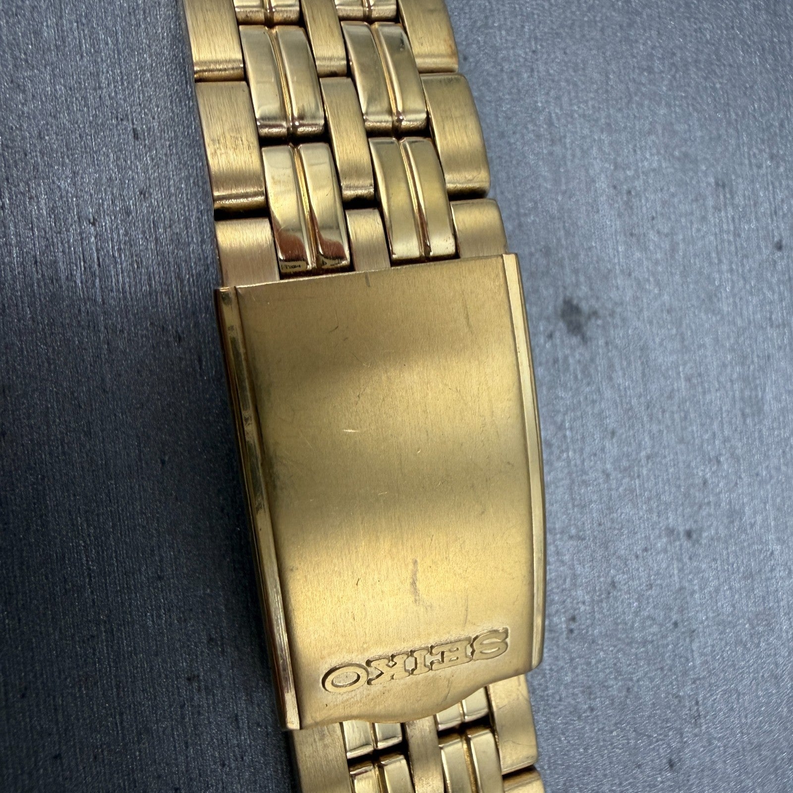 Seiko Bracelet 21mm Stainless Steel Gold Tone Tri Folding Clasp Vintage Japan G84