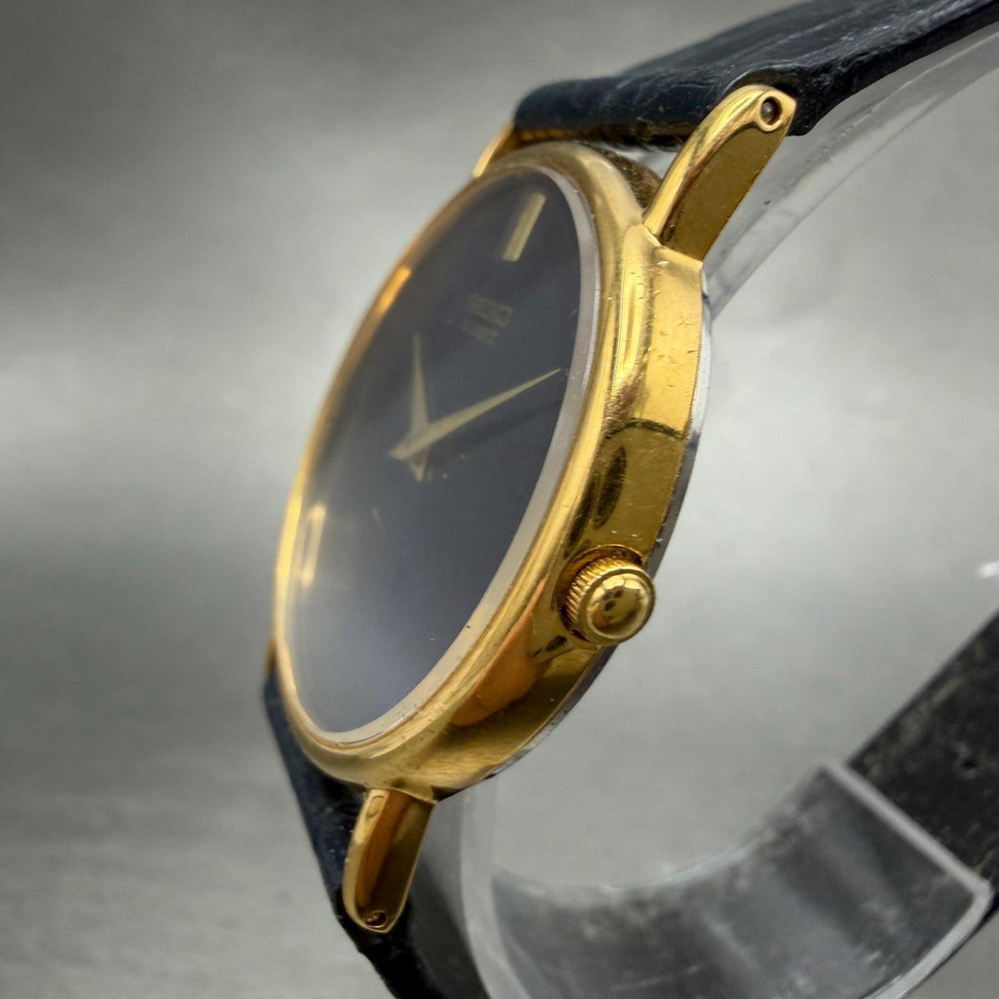 Seiko Watch Men 32mm Blue Dial Gold Tone Round 7N00-7A49 New Battery Vintage2