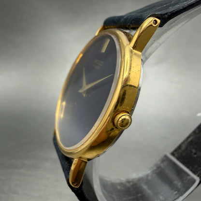 Seiko Watch Men 32mm Blue Dial Gold Tone Round 7N00-7A49 New Battery Vintage2