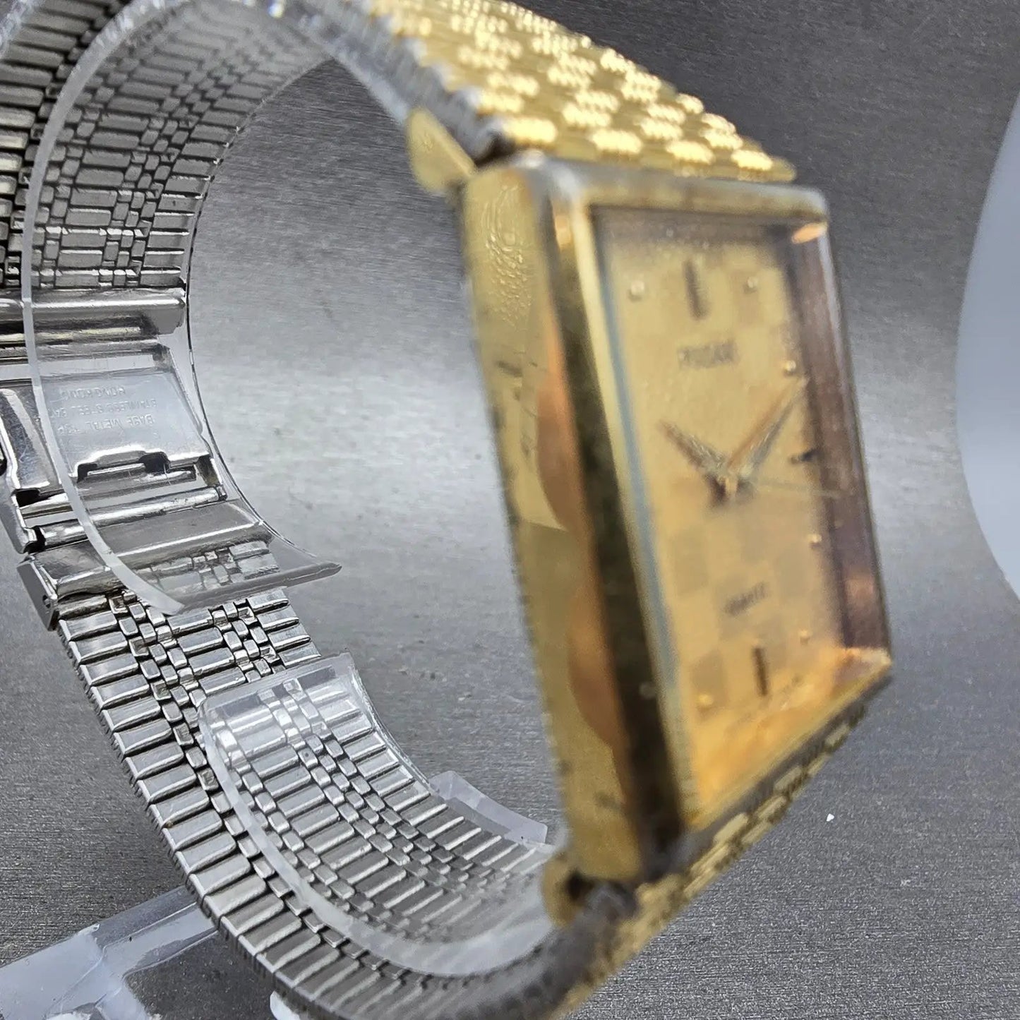 Seiko Pulsar Tank Watch Men 25mm Champagne Dial Gold Tone V321-5210 New Battery3