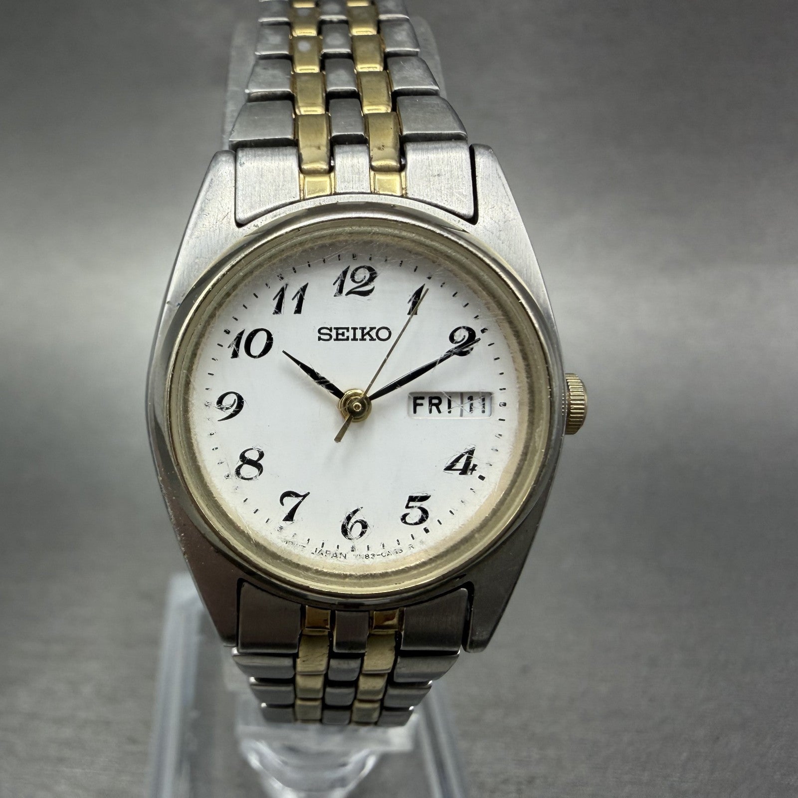 Seiko Watch Women 25mm White Dial Two Tone Daydate 7n830011 Round New Battery0