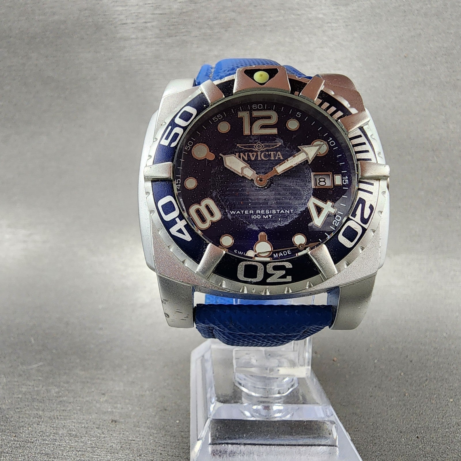 Invicta Dive Watch Men 44mm Blue Dial Aluminum 7006 Date Cushion PARTS6