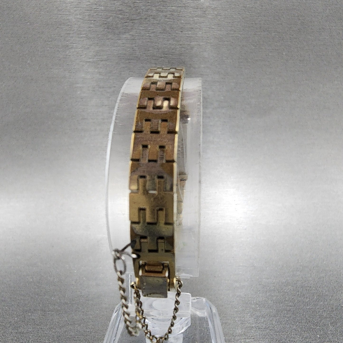 Seiko Tank Watch Women 12mm Champagne Dial Gold Tone Rectangle Manual Wind Runs7