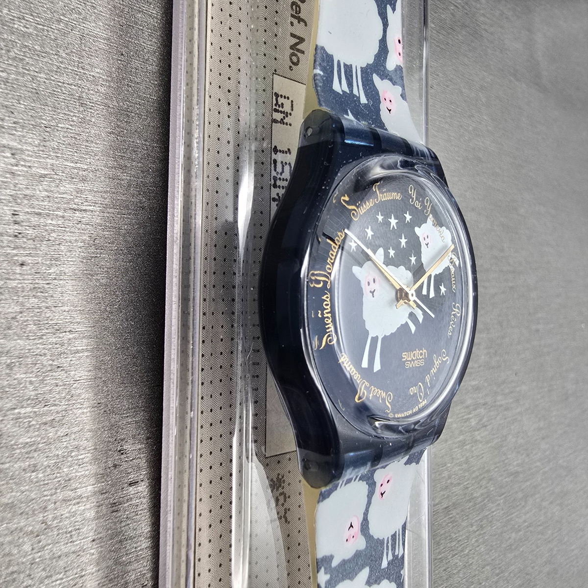 Swatch Black Sheep Watch Men 34mm Blue Dial Blue Case GN150 New Battery NOS5