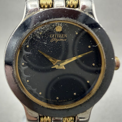Citizen Elegance Watch Women 23mm Black Dial Two Tone Round 3220325311 New Batt1