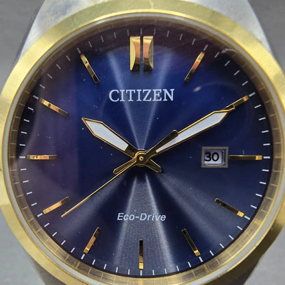 Citizen Eco-Drive Watch Men 40mm Blue Dial Two Tone Date E111-S099633 Works JP 41