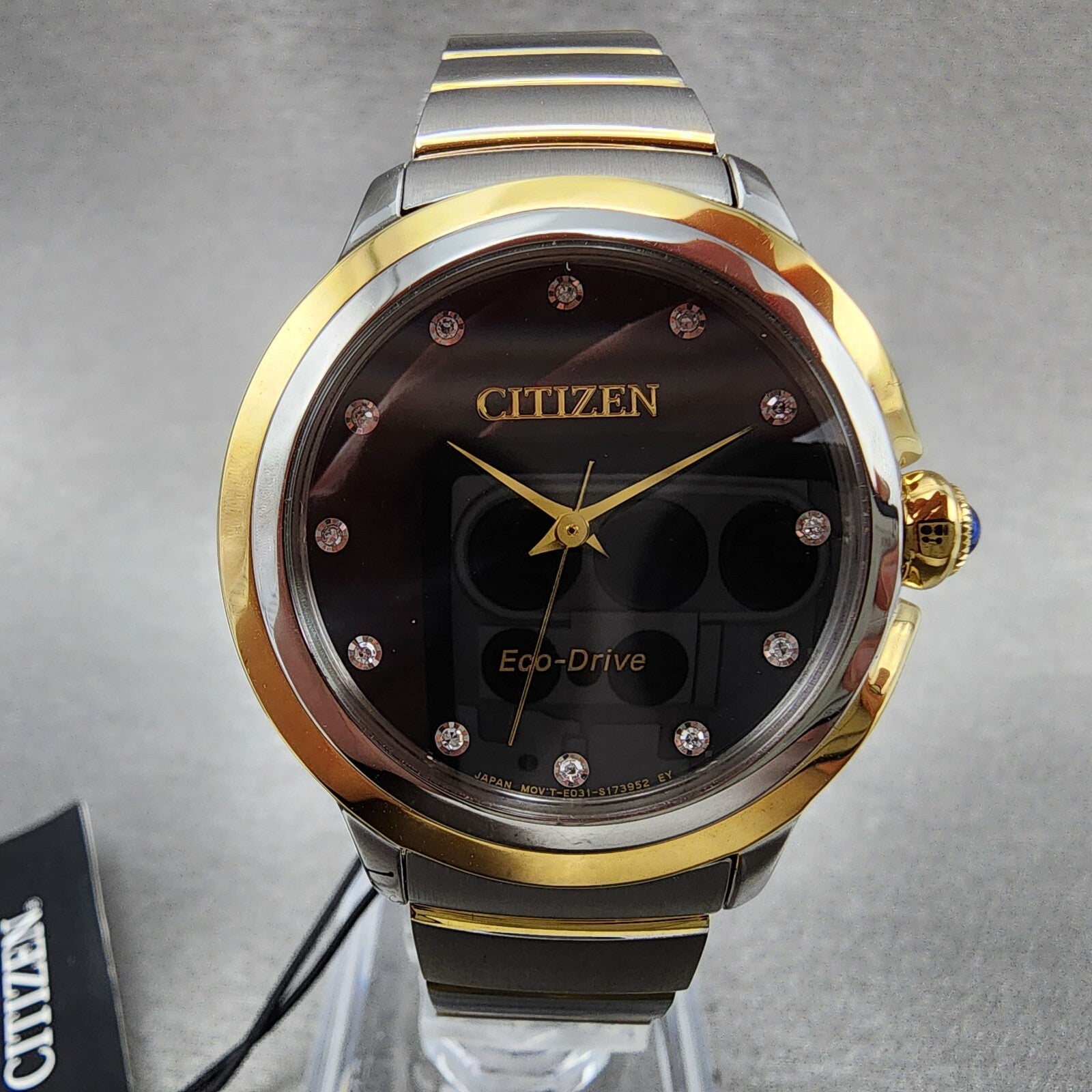 Citizen EcoDrive L Ceci Watch Women 32mm Black Dial Two Tone Diamond Runs1