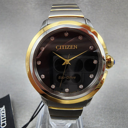 Citizen EcoDrive L Ceci Watch Women 32mm Black Dial Two Tone Diamond Runs1