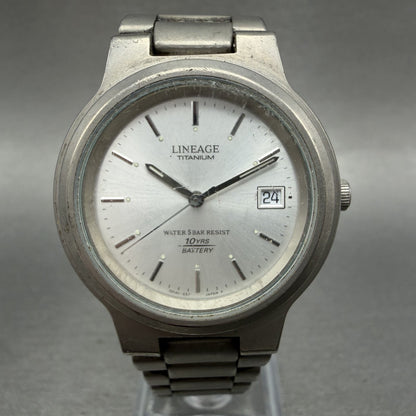 Casio Lineage Watch Men 35mm Silver Dial Titanium Date LIN150 New Battery0
