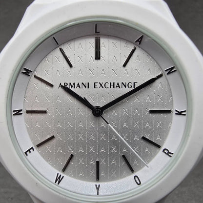 Armani Exchange Andrea Watch Men 42mm White Dial White Tone Octagon New Battery1