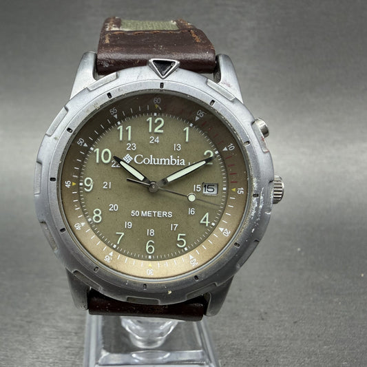 Columbia Watch Men 38mm Green Dial Steel Date Round CL1090 New Battery0