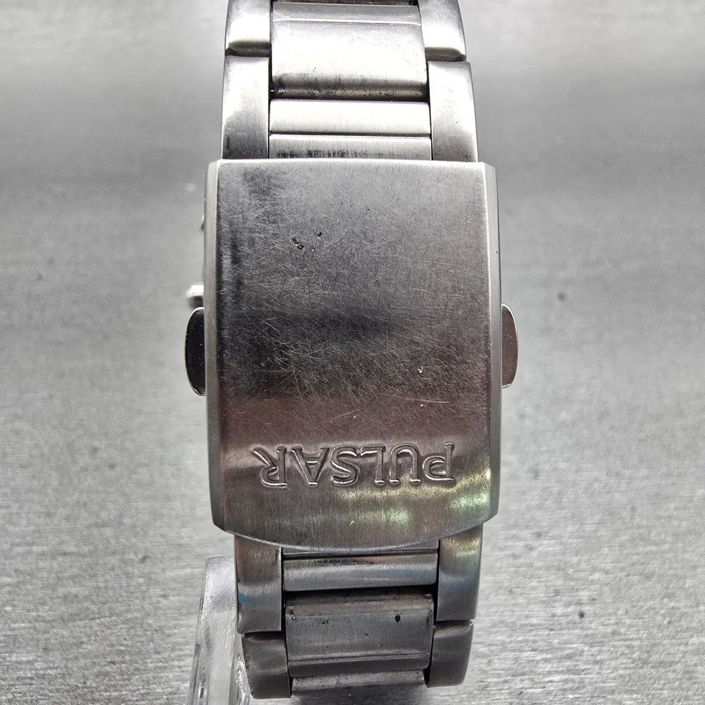 Seiko Pulsar Chronograph Watch Men 40mm Black Dial Silver Tone YM92-X181 New Bat7