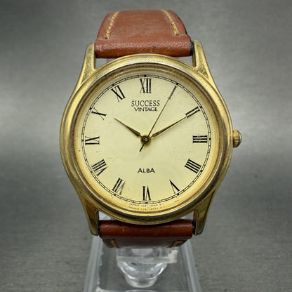 Seiko Alba Success Watch Men 31mm Champagne Dial Gold Tone V721-6A30 PARTS0