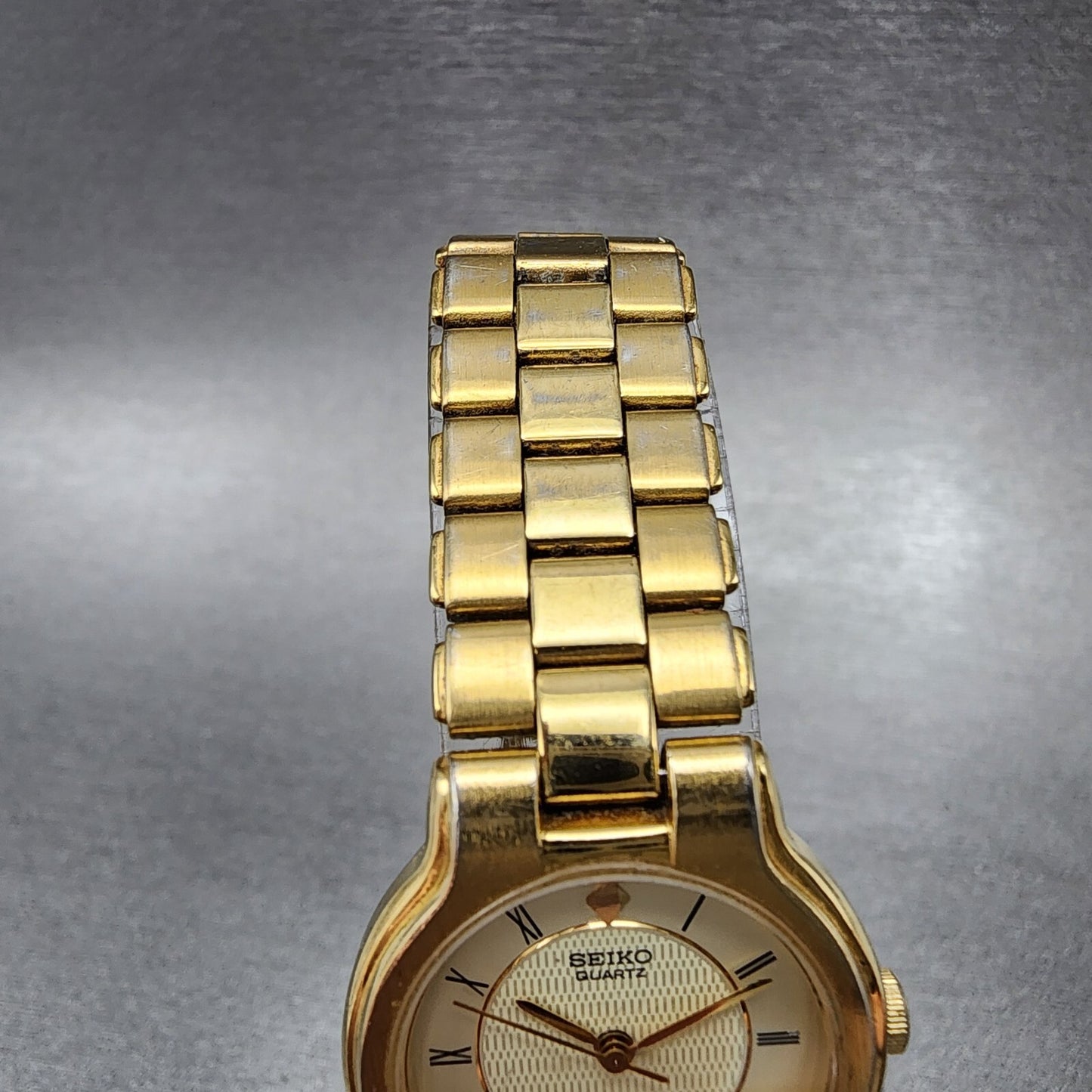 Seiko Watch Women 24mm Cream Dial Gold Tone Round 4N010261 New Battery VTG4