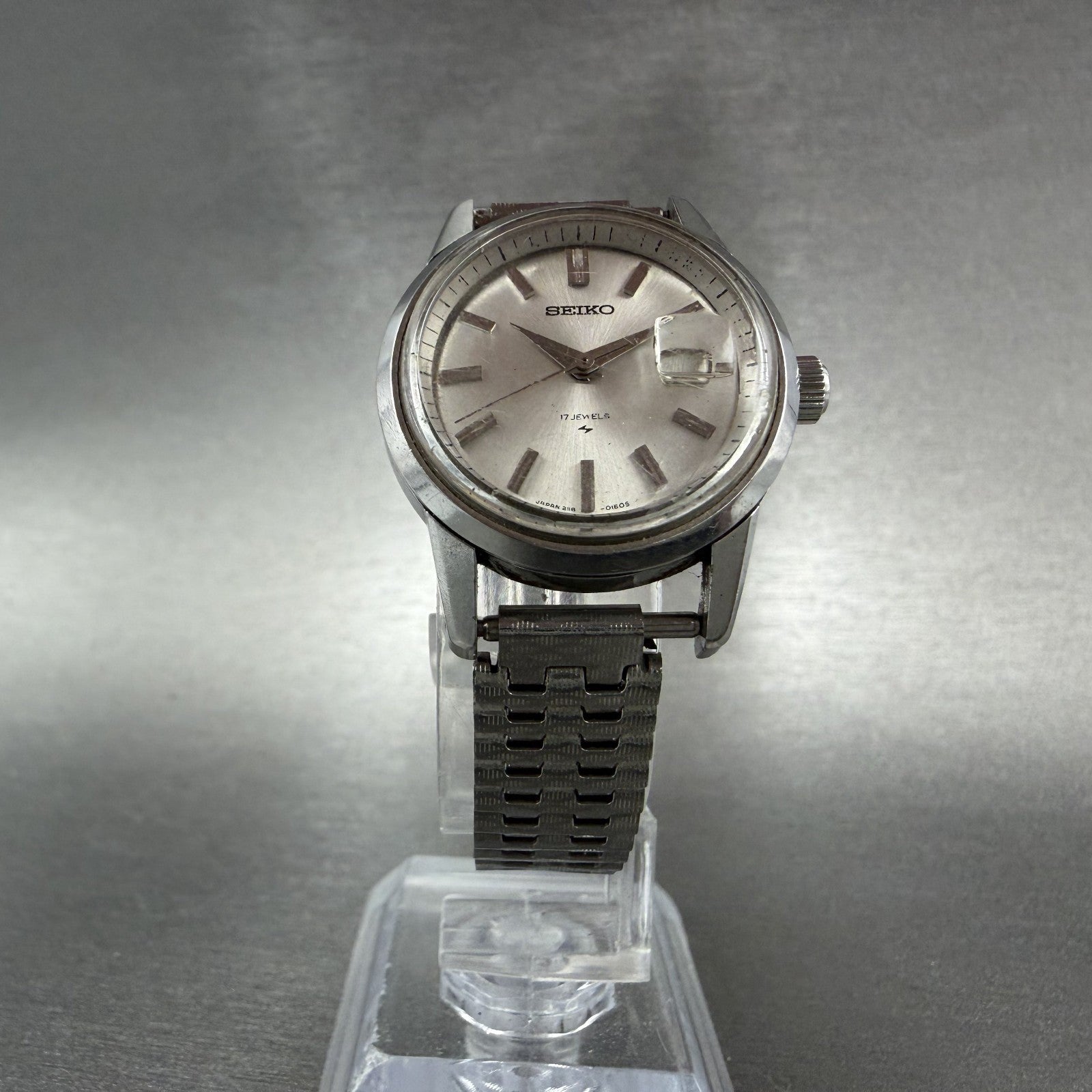 Seiko Watch Women 26mm Silver Dial Silver Tone Date 2118-0230 Manual Runs5