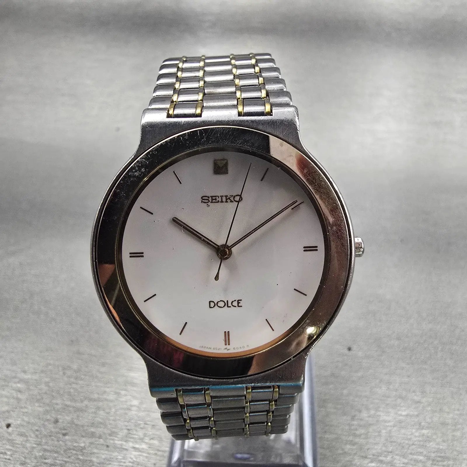 Seiko Dolce Watch Men 33mm White Dial Silver Tone Round 5S21-6030 New Battery0