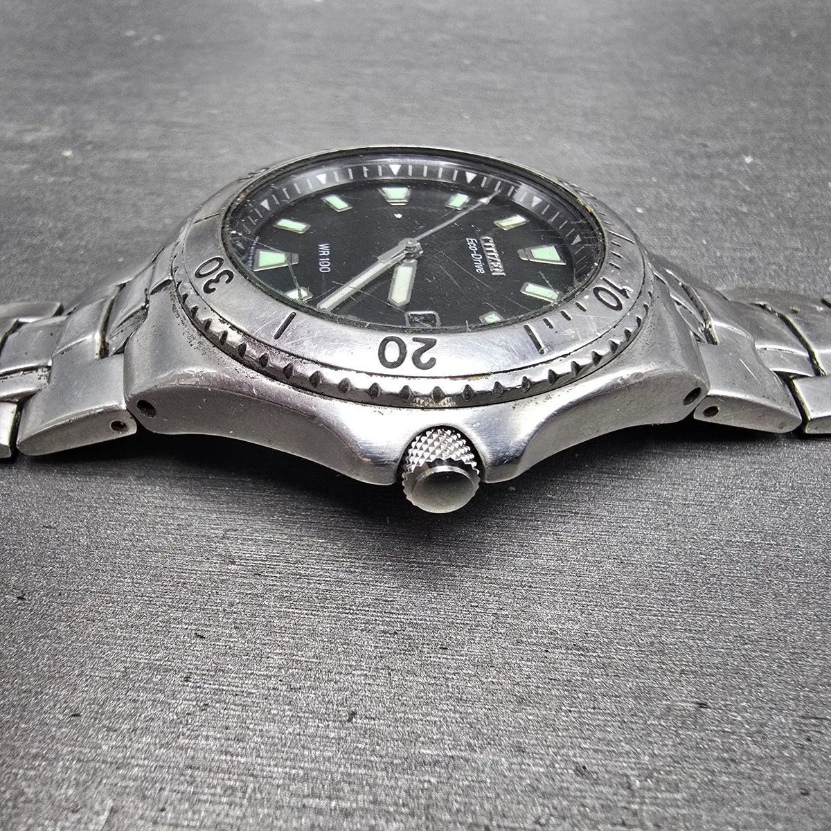 Citizen Eco-Drive Watch Men 40mm Black Dial Silver Tone Date E110-K000432 PARTSP4