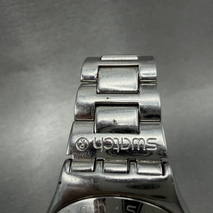 Swatch Irony Happy Joe Watch Women 33m Silver Dial Silver Tone Date Round Newbat5