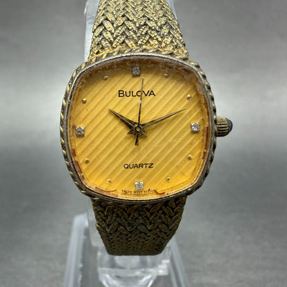 Bulova Watch Women 22mm Champagne Dial Gold Tone Square 9202004 New Battery VTG0