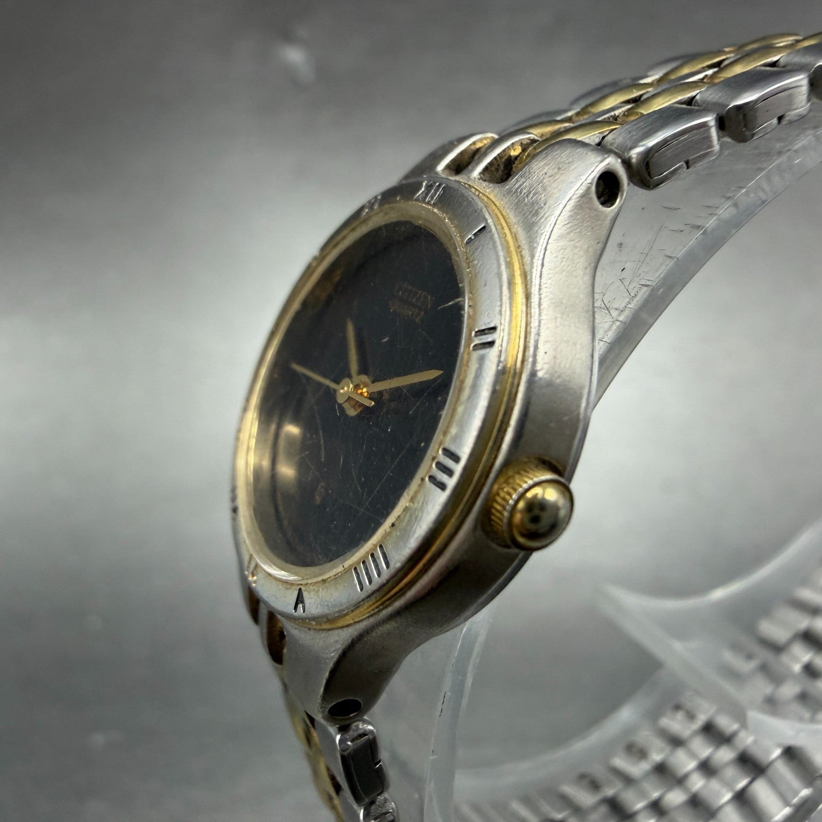 Citizen Watch Women 22mm Black Dial Two Tone Round 5930-K04964 New Battery VTG2