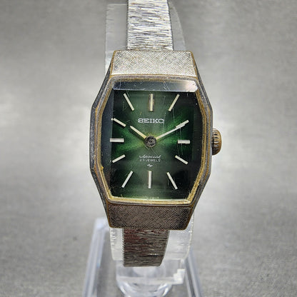 Seiko Special Watch Women 18mm Green Dial Silver Tone Manual 1140-3190 Runs